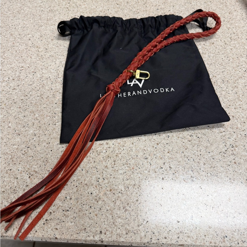 Leather and Vodka Red Braided Wristlet Clip On Strap